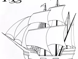 Rysunek statku na morzu na Inktober
