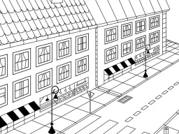 Digitale Zeichnung einer Stadtstraße